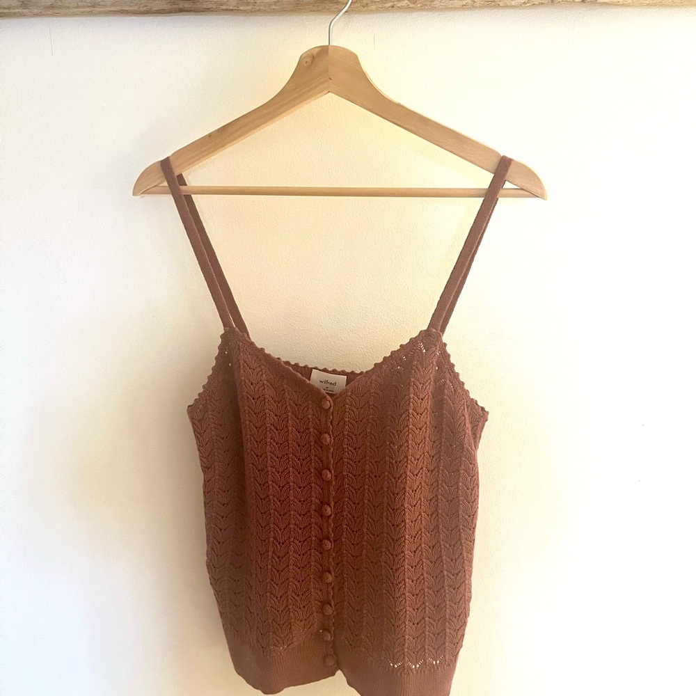 Wilfred Dusty Rose Crochet Button Tank Top